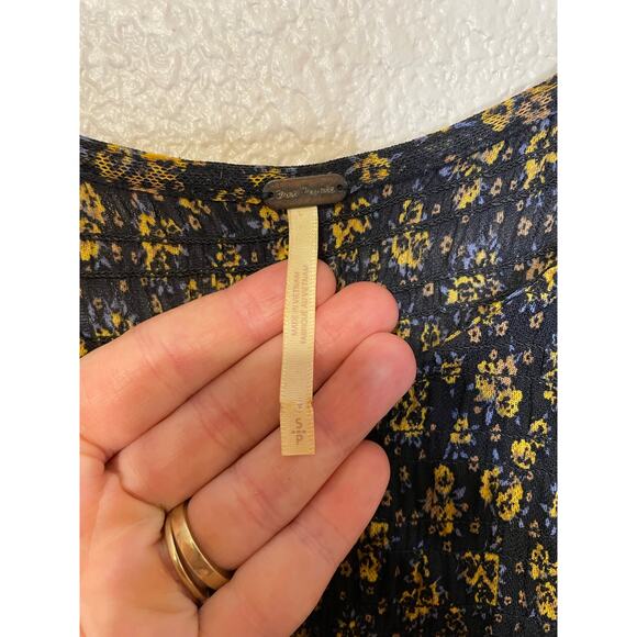 Fee People Hello and Goodbye Mesh Black Floral Long Sleeve Maxi Dress Sm Cottage - Picture 7 of 12